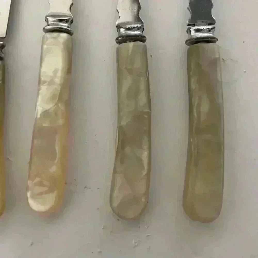 Vintage Holt Renfrew Sterling Silver w Mother of Pearl Handles - 9pc Set - Picture 4 of 13